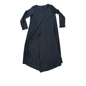 Sun Kim Tunic Shirt Womens Small‎ Black Knit Jersey Asymmetric Stretch Lagenlook